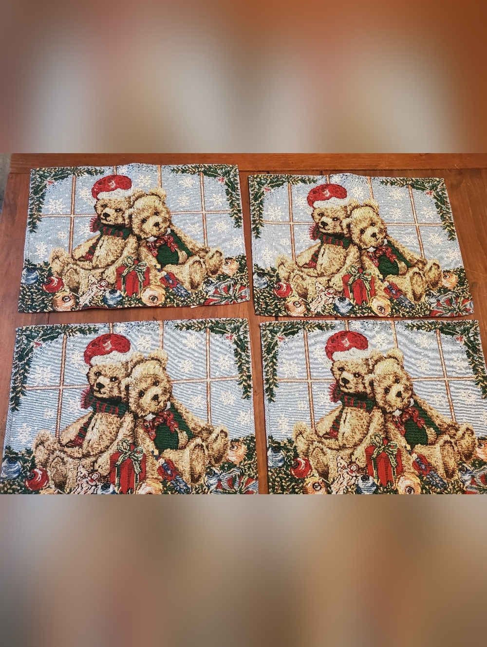 Holiday Teddy Bear Table Set - Red & Green